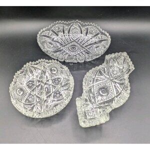 EAPG Vintage Imperial Glass Bellaire Relish Olive Pickle Dish Set of 3 No. 564